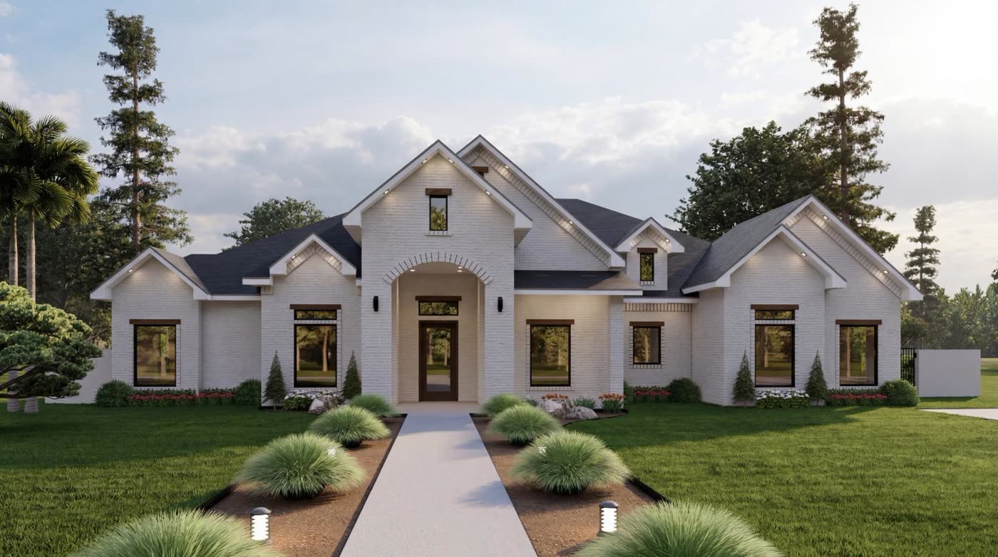 Kratos Construction luxury custom home render &mdash; modern exterior design, Rio Grande Valley TX
