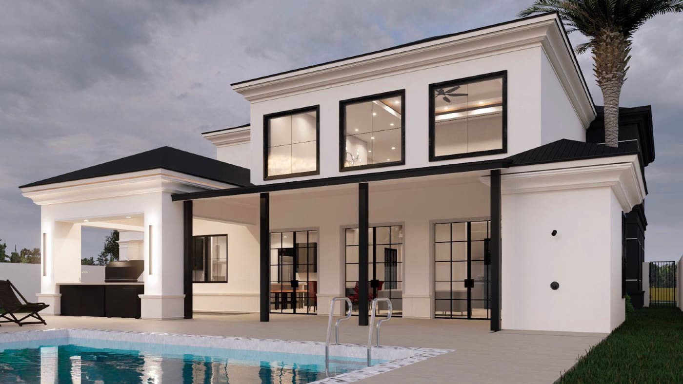Living room in completed custom home &mdash; built by Kratos Construction, McAllen TX